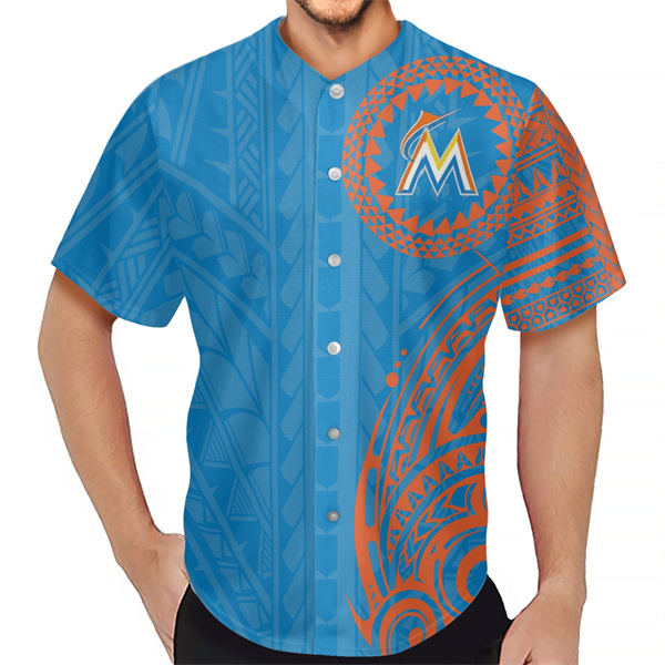 Men's Miami Marlins Blue Baseball Jersey Men's Miami Marlins Blue Baseball Jersey