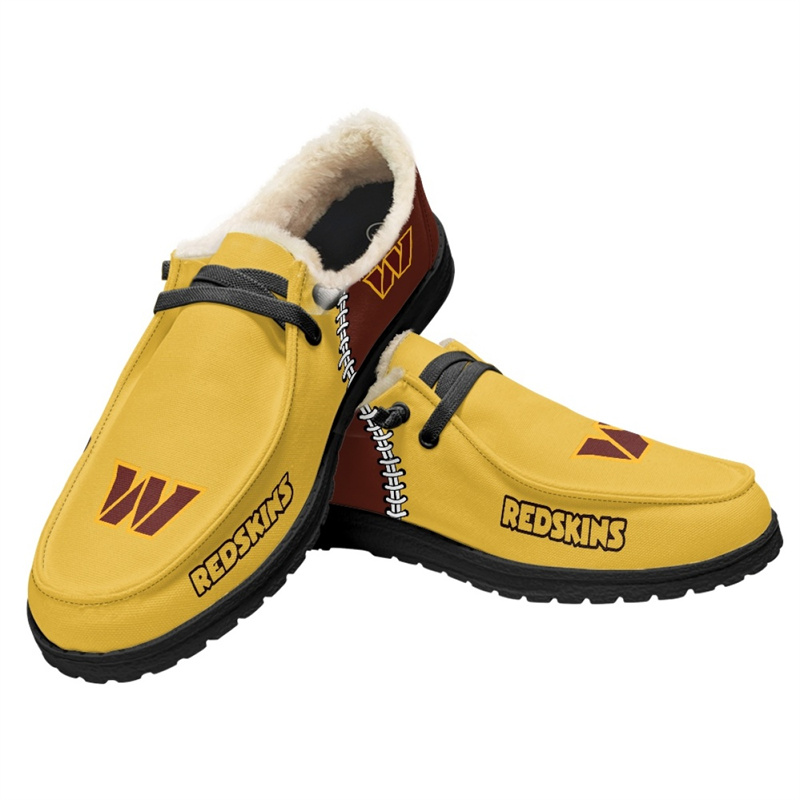 Women's Washington Commanders Loafers Lace Up Fuzzy Lined Shoes 001 (Pls check description for details)