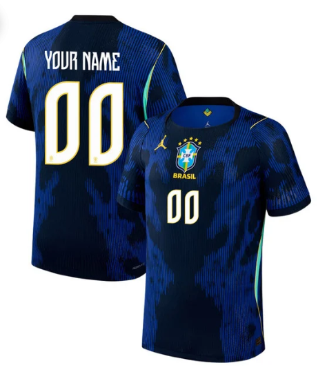 Women's Brazil Custom Blue 2026 Away Soccer Jersey Suit Women's Brazil Custom Blue 2026 Away Soccer Jersey Suit