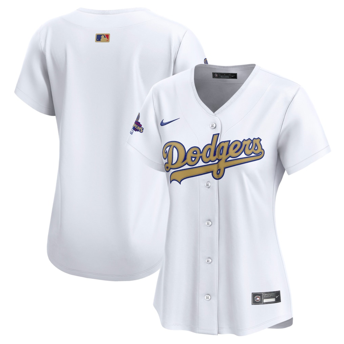 Women's Los Angeles Dodgers Blank White 2025 Gold Collection Limited Stitched Baseball Jersey(Run Small) Women's Los Angeles Dodgers Blank White 2025 Gold Collection Limited Stitched Baseball Jersey(Run Small)