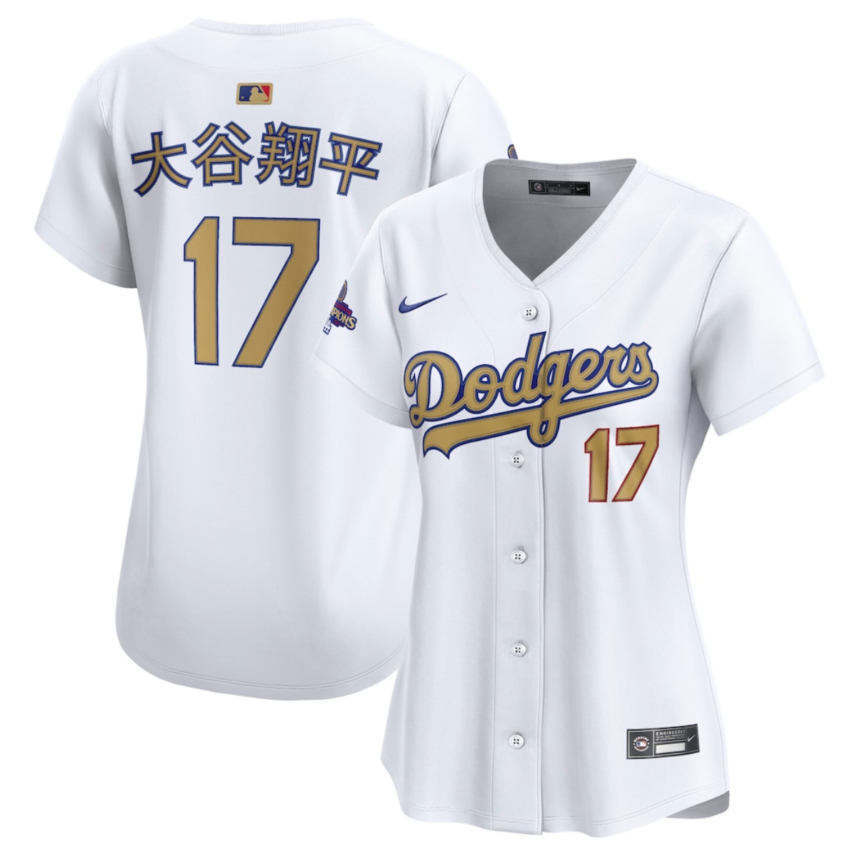 Women's Los Angeles Dodgers #17 大谷翔平 White 2025 Gold Collection Limited Stitched Baseball Jersey(Run Small) Women's Los Angeles Dodgers #17 大谷翔平 White 2025 Gold Collection Limited Stitched Baseball Jersey(Run Small)