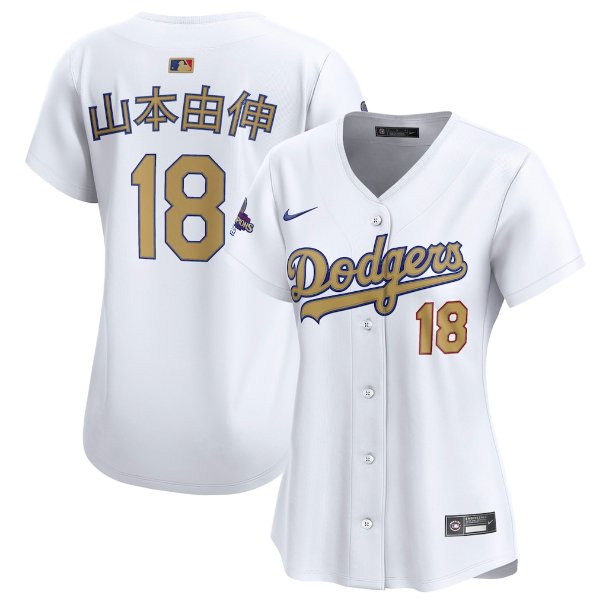 Women's Los Angeles Dodgers #18 山本由伸 White 2025 Gold Collection Limited Stitched Baseball Jersey(Run Small) Women's Los Angeles Dodgers #18 山本由伸 White 2025 Gold Collection Limited Stitched Baseball Jersey(Run Small)