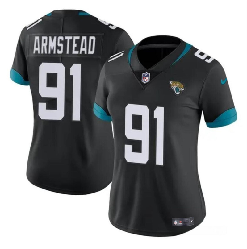 Women's Jacksonville Jaguars #91 Arik Armstead Black Vapor Stitched Jersey(Run Small) Women's Jacksonville Jaguars #91 Arik Armstead Black Vapor Stitched Jersey(Run Small)