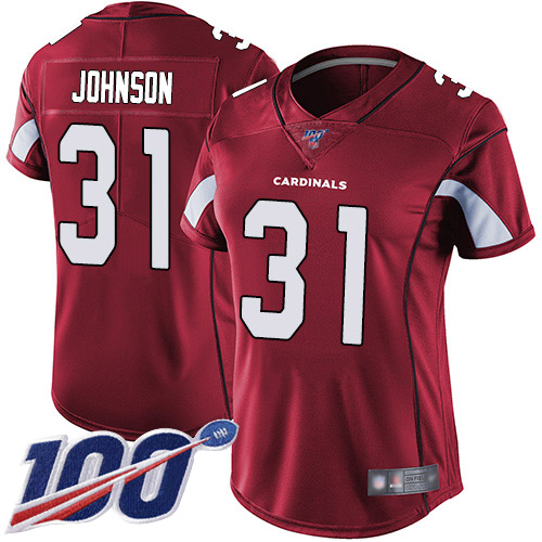 Nike Cardinals #31 David Johnson Red Team Color Women's Stitched NFL 100th Season Vapor Limited Jersey Nike Cardinals #31 David Johnson Red Team Color Women's Stitched NFL 100th Season Vapor Limited Jersey