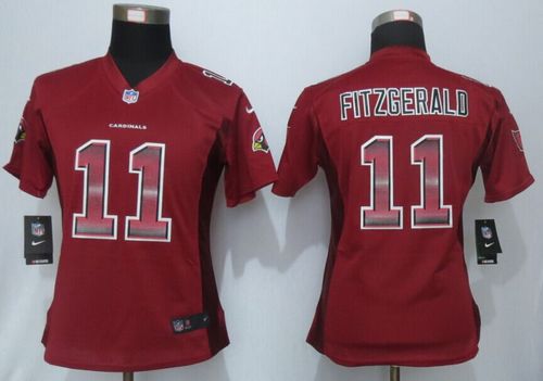 Nike Cardinals #11 Larry Fitzgerald Red Team Color Women's Stitched NFL Elite Strobe Jersey Nike Cardinals #11 Larry Fitzgerald Red Team Color Women's Stitched NFL Elite Strobe Jersey