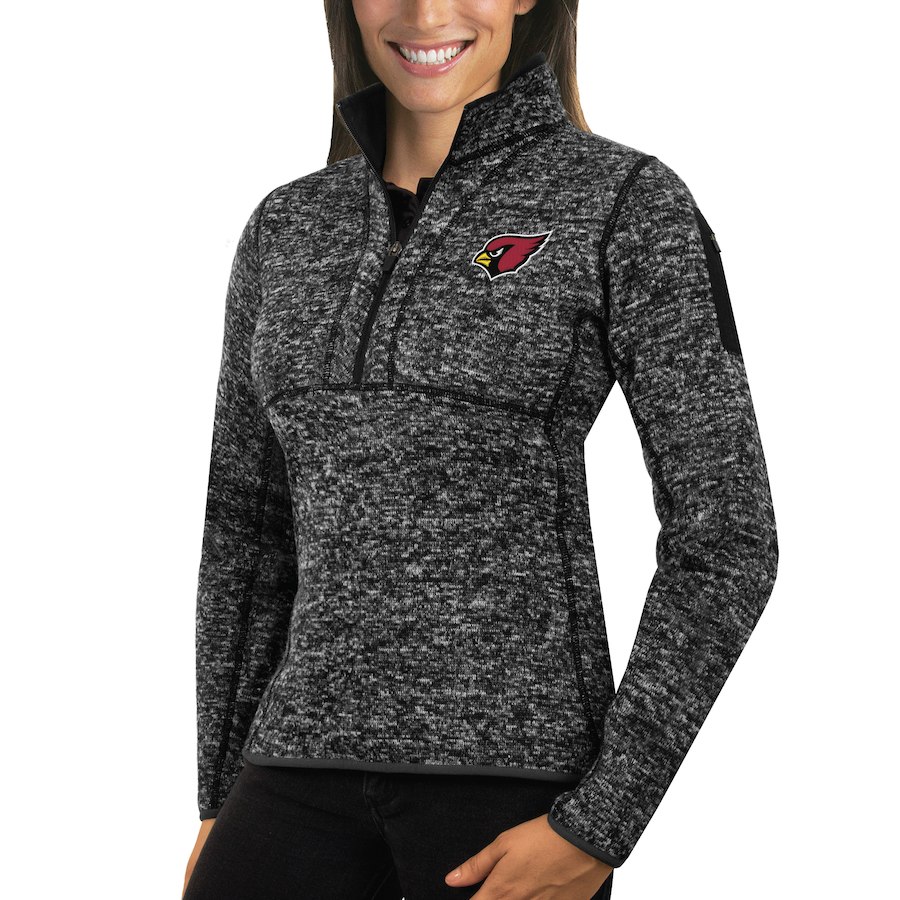Arizona Cardinals Antigua Women's Fortune Half-Zip Sweater Heather Black Arizona Cardinals Antigua Women's Fortune Half-Zip Sweater Heather Black