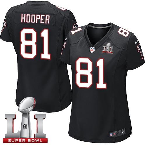 Nike Falcons #81 Austin Hooper Black Alternate Super Bowl LI 51 Women's Stitched NFL Elite Jersey Nike Falcons #81 Austin Hooper Black Alternate Super Bowl LI 51 Women's Stitched NFL Elite Jersey