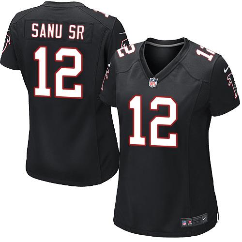 Nike Falcons #12 Mohamed Sanu Sr Black Alternate Women's Stitched NFL Elite Jersey Nike Falcons #12 Mohamed Sanu Sr Black Alternate Women's Stitched NFL Elite Jersey