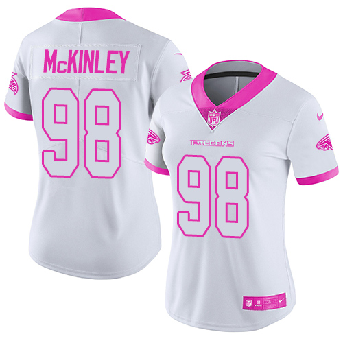 Nike Falcons #98 Takkarist McKinley White/Pink Women's Stitched NFL Limited Rush Fashion Jersey Nike Falcons #98 Takkarist McKinley White/Pink Women's Stitched NFL Limited Rush Fashion Jersey