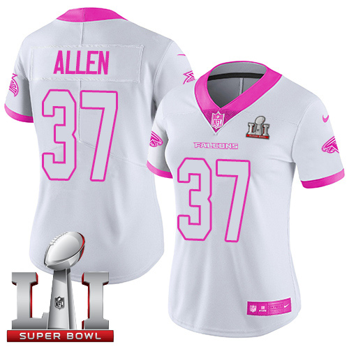Nike Falcons #37 Ricardo Allen White/Pink Super Bowl LI 51 Women's Stitched NFL Limited Rush Fashion Jersey Nike Falcons #37 Ricardo Allen White/Pink Super Bowl LI 51 Women's Stitched NFL Limited Rush Fashion Jersey
