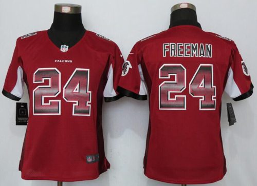 Nike Falcons #24 Devonta Freeman Red Team Color Women's Stitched NFL Elite Strobe Jersey Nike Falcons #24 Devonta Freeman Red Team Color Women's Stitched NFL Elite Strobe Jersey