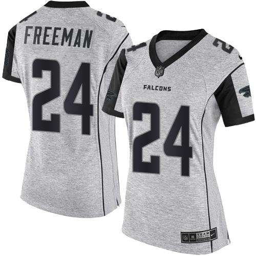 Nike Falcons #24 Devonta Freeman Gray Women's Stitched NFL Limited Gridiron Gray II Jersey Nike Falcons #24 Devonta Freeman Gray Women's Stitched NFL Limited Gridiron Gray II Jersey