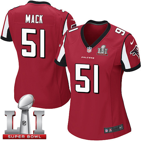 Nike Falcons #51 Alex Mack Red Team Color Super Bowl LI 51 Women's Stitched NFL Elite Jersey Nike Falcons #51 Alex Mack Red Team Color Super Bowl LI 51 Women's Stitched NFL Elite Jersey