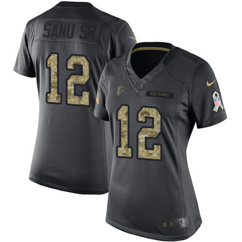 Nike Falcons #12 Mohamed Sanu Sr Black Women's Stitched NFL Limited 2016 Salute to Service Jersey Nike Falcons #12 Mohamed Sanu Sr Black Women's Stitched NFL Limited 2016 Salute to Service Jersey