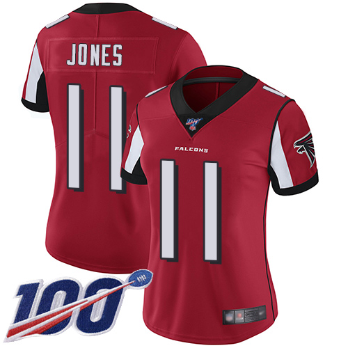 Nike Falcons #11 Julio Jones Red Team Color Women's Stitched NFL 100th Season Vapor Limited Jersey Nike Falcons #11 Julio Jones Red Team Color Women's Stitched NFL 100th Season Vapor Limited Jersey
