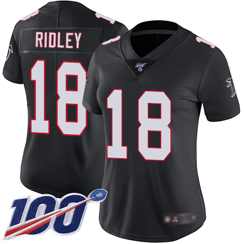 Nike Falcons #18 Calvin Ridley Black Alternate Women's Stitched NFL 100th Season Vapor Limited Jersey Nike Falcons #18 Calvin Ridley Black Alternate Women's Stitched NFL 100th Season Vapor Limited Jersey