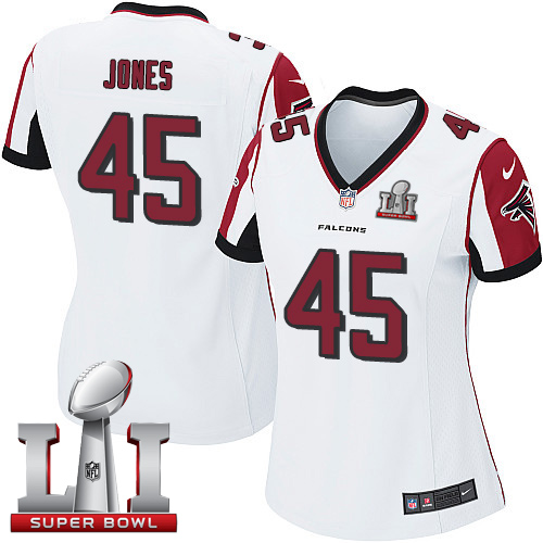 Nike Falcons #45 Deion Jones White Super Bowl LI 51 Women's Stitched NFL Elite Jersey Nike Falcons #45 Deion Jones White Super Bowl LI 51 Women's Stitched NFL Elite Jersey