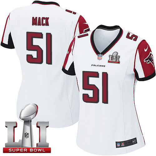 Nike Falcons #51 Alex Mack White Super Bowl LI 51 Women's Stitched NFL Elite Jersey Nike Falcons #51 Alex Mack White Super Bowl LI 51 Women's Stitched NFL Elite Jersey