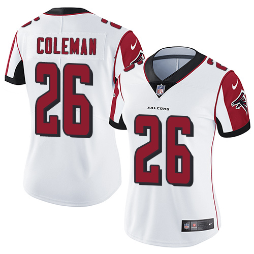 Nike Falcons #26 Tevin Coleman White Women's Stitched NFL Vapor Untouchable Limited Jersey Nike Falcons #26 Tevin Coleman White Women's Stitched NFL Vapor Untouchable Limited Jersey