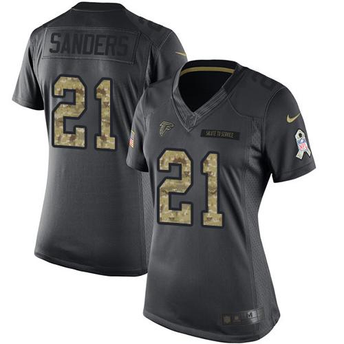 Nike Falcons #21 Deion Sanders Black Women's Stitched NFL Limited 2016 Salute to Service Jersey Nike Falcons #21 Deion Sanders Black Women's Stitched NFL Limited 2016 Salute to Service Jersey