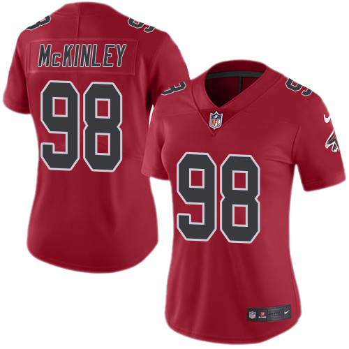 Nike Falcons #98 Takkarist McKinley Red Women's Stitched NFL Limited Rush Jersey Nike Falcons #98 Takkarist McKinley Red Women's Stitched NFL Limited Rush Jersey
