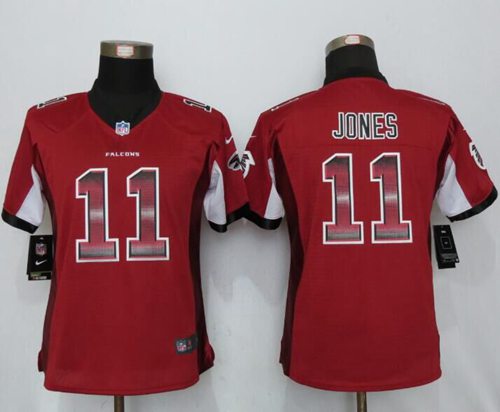 Nike Falcons #11 Julio Jones Red Team Color Women's Stitched NFL Elite Strobe Jersey Nike Falcons #11 Julio Jones Red Team Color Women's Stitched NFL Elite Strobe Jersey