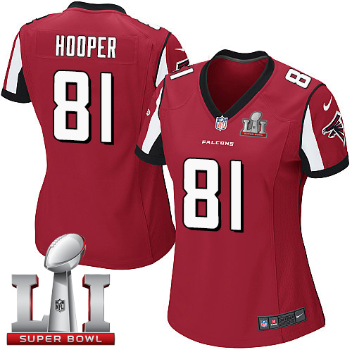 Nike Falcons #81 Austin Hooper Red Team Color Super Bowl LI 51 Women's Stitched NFL Elite Jersey Nike Falcons #81 Austin Hooper Red Team Color Super Bowl LI 51 Women's Stitched NFL Elite Jersey