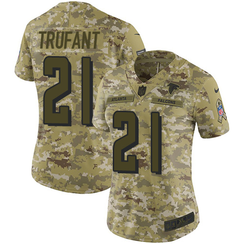 Nike Falcons #21 Desmond Trufant Camo Women's Stitched NFL Limited 2018 Salute to Service Jersey Nike Falcons #21 Desmond Trufant Camo Women's Stitched NFL Limited 2018 Salute to Service Jersey
