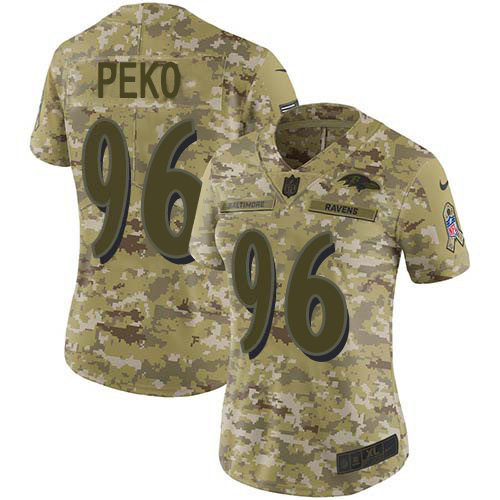 Nike Ravens #96 Domata Peko Sr Camo Women's Stitched NFL Limited 2018 Salute To Service Jersey Nike Ravens #96 Domata Peko Sr Camo Women's Stitched NFL Limited 2018 Salute To Service Jersey