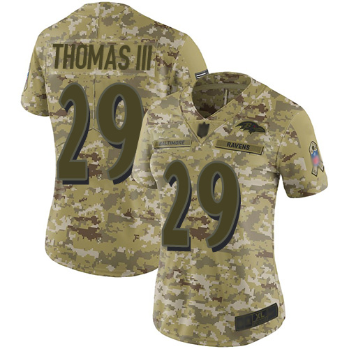 Nike Ravens #29 Earl Thomas III Camo Women's Stitched NFL Limited 2018 Salute to Service Jersey Nike Ravens #29 Earl Thomas III Camo Women's Stitched NFL Limited 2018 Salute to Service Jersey