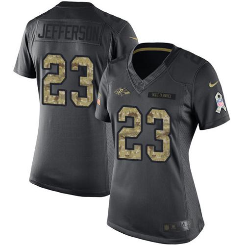 Nike Ravens #23 Tony Jefferson Black Women's Stitched NFL Limited 2016 Salute to Service Jersey Nike Ravens #23 Tony Jefferson Black Women's Stitched NFL Limited 2016 Salute to Service Jersey