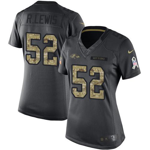 Nike Ravens #52 Ray Lewis Black Women's Stitched NFL Limited 2016 Salute to Service Jersey Nike Ravens #52 Ray Lewis Black Women's Stitched NFL Limited 2016 Salute to Service Jersey