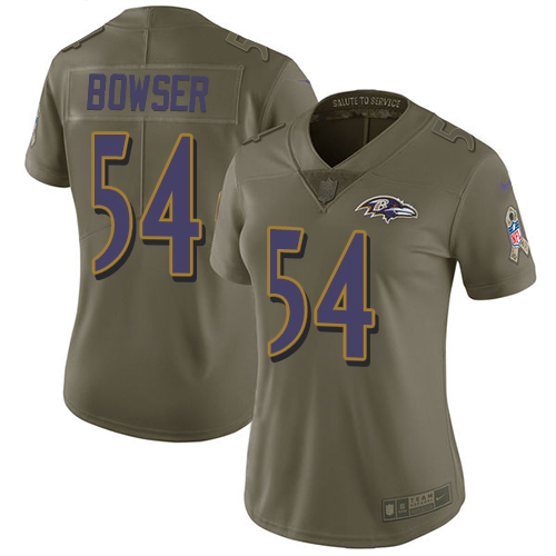 Nike Ravens #54 Tyus Bowser Olive Women's Stitched NFL Limited 2017 Salute to Service Jersey Nike Ravens #54 Tyus Bowser Olive Women's Stitched NFL Limited 2017 Salute to Service Jersey
