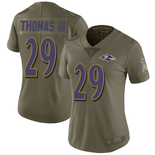 Nike Ravens #29 Earl Thomas III Olive Women's Stitched NFL Limited 2017 Salute to Service Jersey Nike Ravens #29 Earl Thomas III Olive Women's Stitched NFL Limited 2017 Salute to Service Jersey