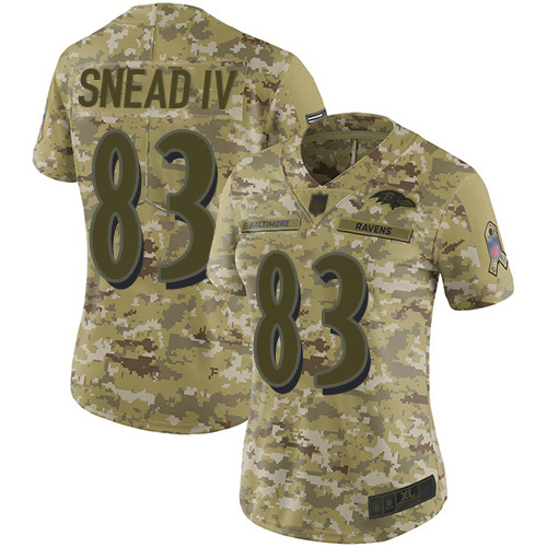 Nike Ravens #83 Willie Snead IV Camo Women's Stitched NFL Limited 2018 Salute to Service Jersey Nike Ravens #83 Willie Snead IV Camo Women's Stitched NFL Limited 2018 Salute to Service Jersey