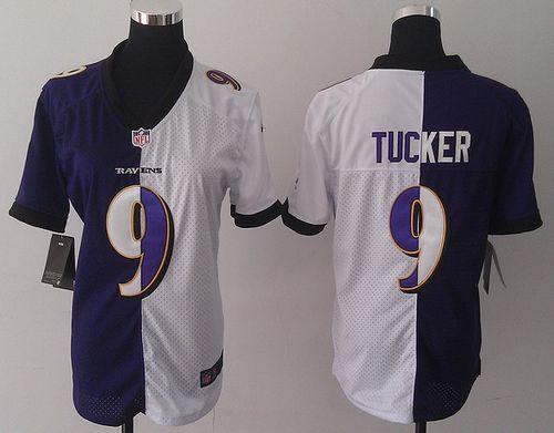 Nike Ravens #9 Justin Tucker Purple/White Women's Stitched NFL Elite Split Jersey Nike Ravens #9 Justin Tucker Purple/White Women's Stitched NFL Elite Split Jersey