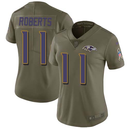 Nike Ravens #11 Seth Roberts Olive Women's Stitched NFL Limited 2017 Salute To Service Jersey Nike Ravens #11 Seth Roberts Olive Women's Stitched NFL Limited 2017 Salute To Service Jersey