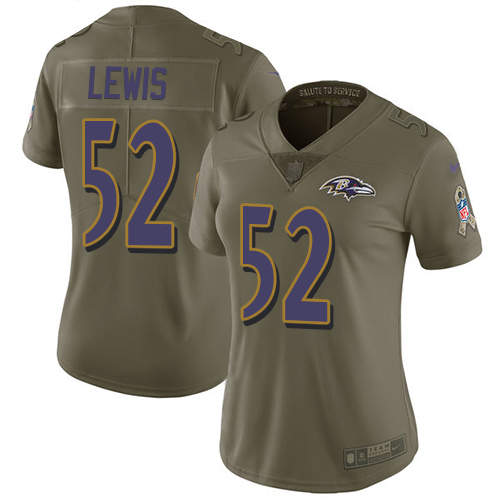 Nike Ravens #52 Ray Lewis Olive Women's Stitched NFL Limited 2017 Salute to Service Jersey Nike Ravens #52 Ray Lewis Olive Women's Stitched NFL Limited 2017 Salute to Service Jersey