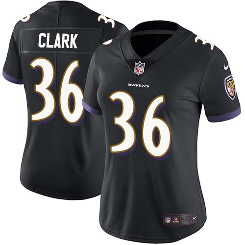 Nike Ravens #36 Chuck Clark Black Alternate Women's Stitched NFL Vapor Untouchable Limited Jersey Nike Ravens #36 Chuck Clark Black Alternate Women's Stitched NFL Vapor Untouchable Limited Jersey