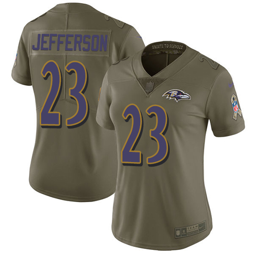 Nike Ravens #23 Tony Jefferson Olive Women's Stitched NFL Limited 2017 Salute to Service Jersey Nike Ravens #23 Tony Jefferson Olive Women's Stitched NFL Limited 2017 Salute to Service Jersey