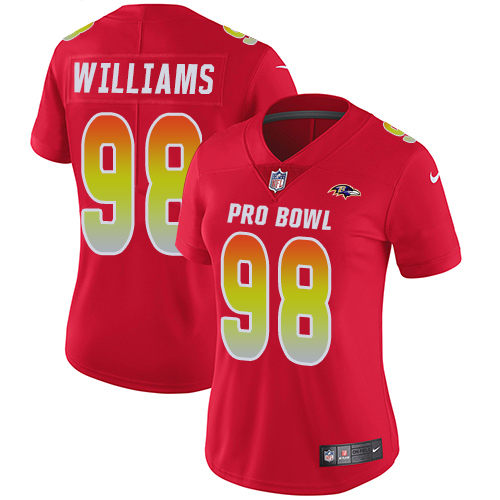 Nike Ravens #98 Brandon Williams Red Women's Stitched NFL Limited AFC 2019 Pro Bowl Jersey Nike Ravens #98 Brandon Williams Red Women's Stitched NFL Limited AFC 2019 Pro Bowl Jersey