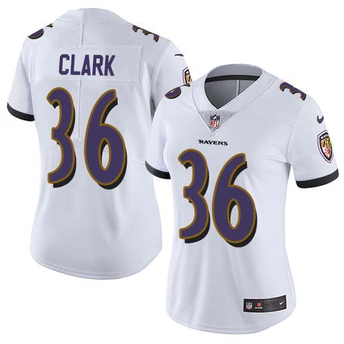 Nike Ravens #36 Chuck Clark White Women's Stitched NFL Vapor Untouchable Limited Jersey Nike Ravens #36 Chuck Clark White Women's Stitched NFL Vapor Untouchable Limited Jersey