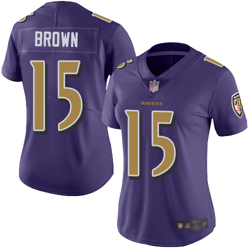 Nike Ravens #15 Marquise Brown Purple Women's Stitched NFL Limited Rush Jersey Nike Ravens #15 Marquise Brown Purple Women's Stitched NFL Limited Rush Jersey