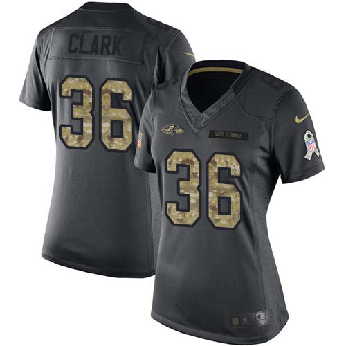 Nike Ravens #36 Chuck Clark Black Women's Stitched NFL Limited 2016 Salute to Service Jersey Nike Ravens #36 Chuck Clark Black Women's Stitched NFL Limited 2016 Salute to Service Jersey