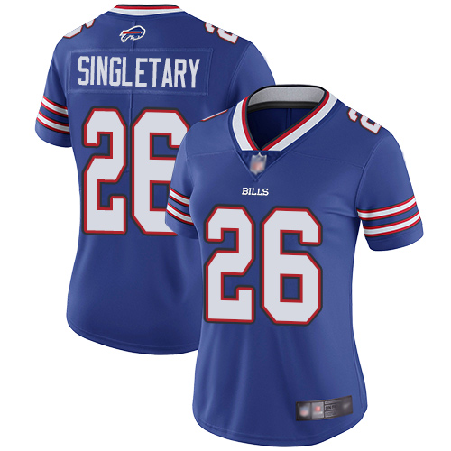 Nike Bills #26 Devin Singletary Royal Blue Team Color Women's Stitched NFL Vapor Untouchable Limited Jersey