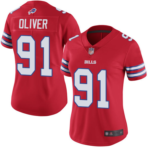 Nike Bills #91 Ed Oliver Red Women's Stitched NFL Limited Rush Jersey Nike Bills #91 Ed Oliver Red Women's Stitched NFL Limited Rush Jersey