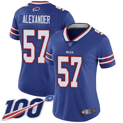 Nike Bills #57 Lorenzo Alexander Royal Blue Team Color Women's Stitched NFL 100th Season Vapor Limited Jersey Nike Bills #57 Lorenzo Alexander Royal Blue Team Color Women's Stitched NFL 100th Season Vapor Limited Jersey