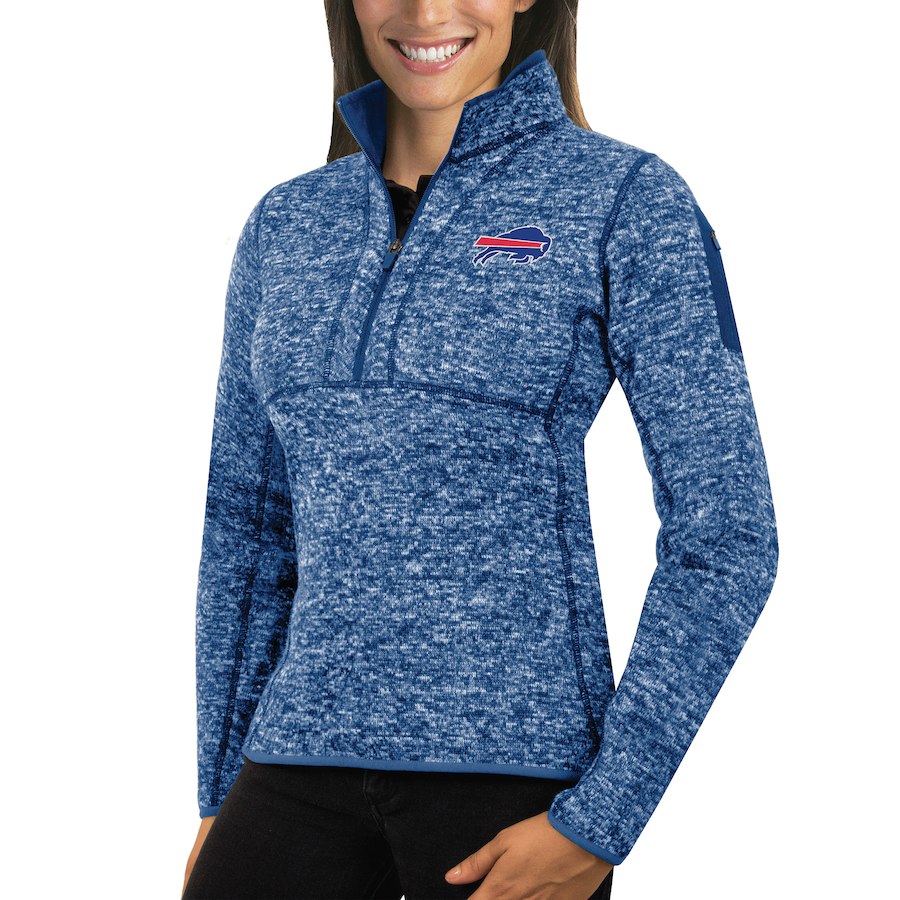 Buffalo Bills Antigua Women's Fortune Half-Zip Sweater Heather Royal Buffalo Bills Antigua Women's Fortune Half-Zip Sweater Heather Royal