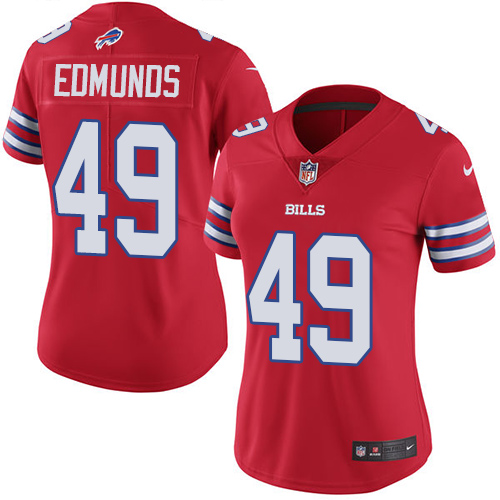 Nike Bills #49 Tremaine Edmunds Red Women's Stitched NFL Limited Rush Jersey Nike Bills #49 Tremaine Edmunds Red Women's Stitched NFL Limited Rush Jersey