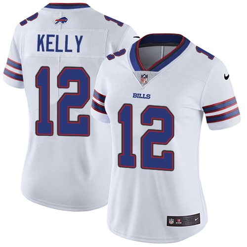 Nike Bills #12 Jim Kelly White Women's Stitched NFL Vapor Untouchable Limited Jersey Nike Bills #12 Jim Kelly White Women's Stitched NFL Vapor Untouchable Limited Jersey
